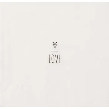 Papírový ubrousek Bílé papírové ubrousky se srdíčkem Love - 33*33 cm (20ks)