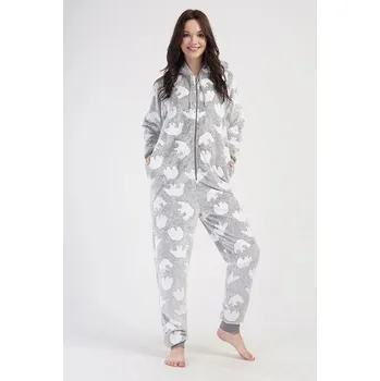 Dámské pyžamo Hřejivý overal šedý Polar Bear světle šedý XL