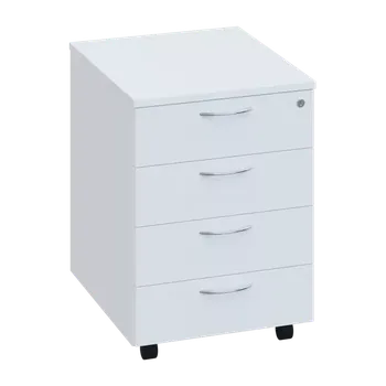 Zásuvkový kontejner CKZP 1 - 01 kontejner pojízdný, 4-zásuvkový, deska 18 mm, zámek na první zásuvce, bílá