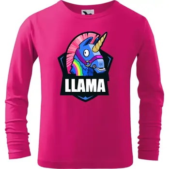 Chlapecké tričko Dětské tričko Fortnite LLAMA s dlouhým rukávem růžové