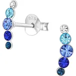 Stříbrné náušnice Geometric Blue s Krystaly Ag 925/1000