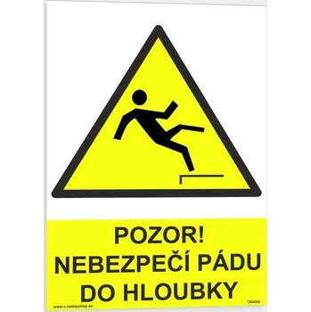 Traiva s.r.o. Pozor nebezpečí pádu do hloubky Verze: Samolepka 148 x 210 mm (A5) tl. 0.1 mm - Kód: 08043