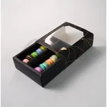 Krabička na makronky černá se zlatými čárami na 10 kusů