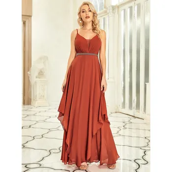 Dámské šaty Šifonové šaty s asymetrickým volánkovým lemem Barva: Oranžová, Velikost: S