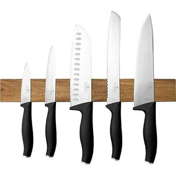 Kuchyňský nůž BerlingerHaus Sada nožů s magnetickým držákem z akátového dřeva 6 ks Black Rose Collection BH-2942