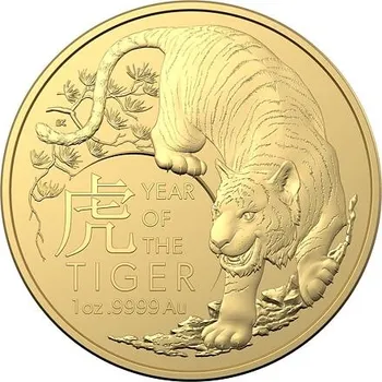Zlatá mince Lunární série Year of the Tiger (Rok tygra) 1 Oz 2022 (Lunar RAM)