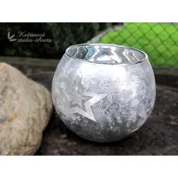 Svícen Svícen skleněný stříbrný