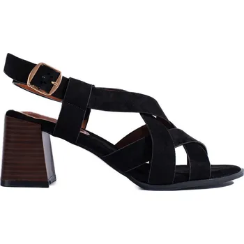 Dámské sandále Černé semišové sandály na sloupku RR15B Velikost: 37