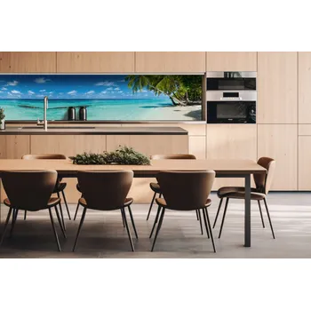 Obklad DIMEX | Dibond za kuchyňskou linku DBW-26060-091 | 260 x 60 cm | Pláž v ráji + Dibond deska za kuchyňskou linku DIMEX v rozměru 260 x 60 cm, motiv Pláž v ráji
