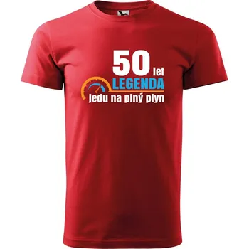 Pánské tričko DOBRÝ TRIKO Pánské tričko s potiskem Jedu na plný plyn Velikost: M, Barva: Červená