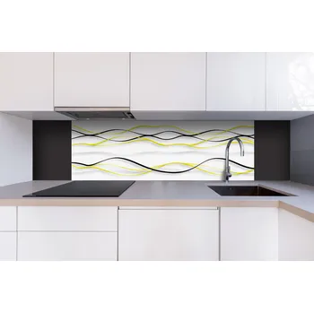 Obklad DIMEX | Dibond za kuchyňskou linku DBW-18060-100 | 180 x 60 cm | Žluté vlny + Dibond deska za kuchyňskou linku DIMEX v rozměru 180 x 60 cm, motiv Žluté vlny