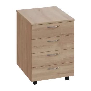 Zásuvkový kontejner CKP 2 - 01 kontejner pojízdný, 4-zásuvkový, deska 25 mm, bez zámku, dub bardolino