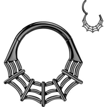 Piercing Šperky4U Černý segment kruh pavučina - helix / cartilage / tragus piercing TITAN - TIT1433-1210