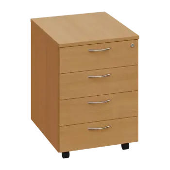 Zásuvkový kontejner CKZP 2 - 01 kontejner pojízdný, 4-zásuvkový, deska 25 mm, zámek na první zásuvce, buk royal