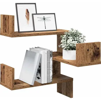 police vidaXL Nástěnná rohová police 40x40x50cm dřevotříska [807239] Barva: Staré dřevo