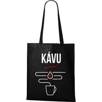Nákupní taška DOBRÝ TRIKO Bavlněná taška s potiskem Kávu prosím Barva: Černá