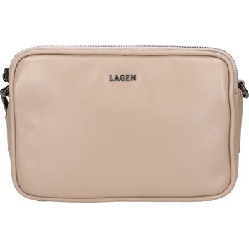 Kabelka Dámská kožená crossbody kabelka Lagen Bruna - béžová
