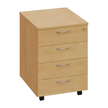 Zásuvkový kontejner CKZP 1 - 01 kontejner pojízdný, 4-zásuvkový, deska 18 mm, zámek na první zásuvce, javor horský