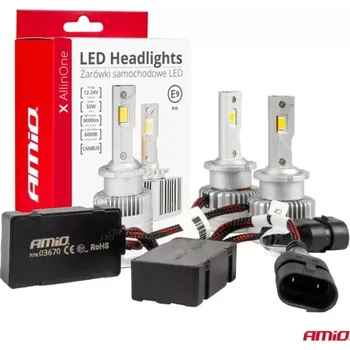 Povinná bezpečnostní výbava LED výbojky D2S D2R D4S D4R AMIO LED X AllinOne, bílé 6000K | 9000 LM, 2 ks (03670)