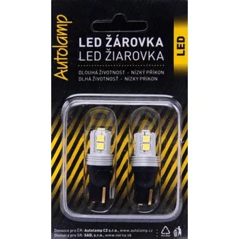 Příslušenství osvětlení automobilu 2ks žárovka LED 12V-24V 5W W2,1x9,5d čirá 10xLED