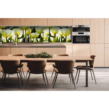 Obklad DIMEX | Dibond za kuchyňskou linku DBW-26060-009 | 260 x 60 cm | Bílé tulipány + Dibond deska za kuchyňskou linku DIMEX v rozměru 260 x 60 cm, motiv Bílé tulipány