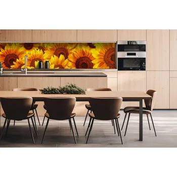 Obklad DIMEX | Dibond za kuchyňskou linku DBW-26060-051 | 260 x 60 cm | Slunečnice + Dibond deska za kuchyňskou linku DIMEX v rozměru 260 x 60 cm, motiv Slunečnice