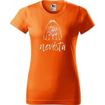 Dámské tričko DOBRÝ TRIKO Dámské tričko s potiskem Nevěsta kytice Barva: Oranžová, Velikost: XS