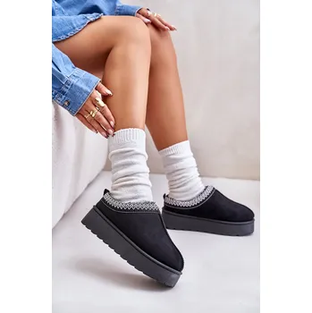 Dámská zimní obuv Boto Dámské Sněhule Na Platformě Zateplené Kožíškem Remenia Barva: Černá, Velikost: 40