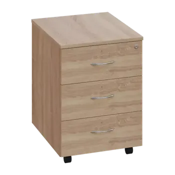 Zásuvkový kontejner CKP 1 - 00 kontejner pojízdný, 3-zásuvkový, deska 18 mm, centrální zámek, dub bardolino