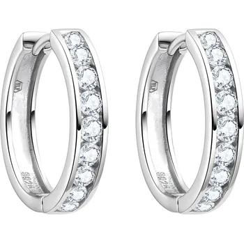 Náušnice NUBIS® Stříbrné náušnice kruhy se zirkony - NB-3044