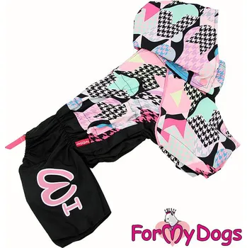 Obleček pro psa FOR MY DOGS Obleček – pláštěnka PINK HOUNDSTOOTH, růžová/multicolor Velikost: 20/XXL