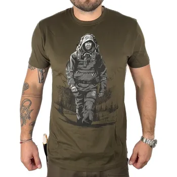 Pánské tričko JUBÖ Tričko BUSHCRAFT Bushcrafťák - olivové Velikost: M