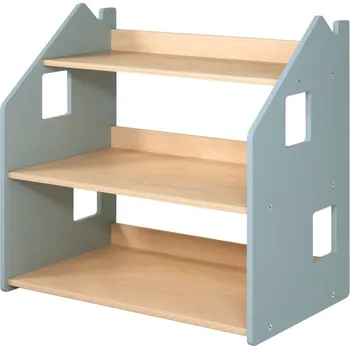 Knihovna BusyKids Dětská knihovna a regál - Domeček natur/modrá