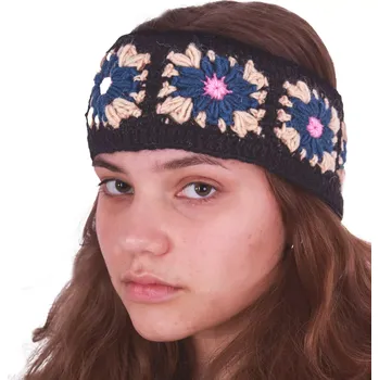 Zimní čelenka Vlněná háčkovaná čelenka Jendela Pokhara