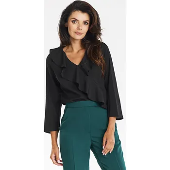 Dámská halenka Elegantní halenka s volánem A688 Barva: Černá, Velikost: M