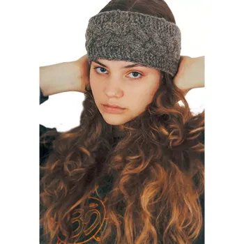 Zimní čelenka Vlněná pletená čelenka Ximena Brownish Grey