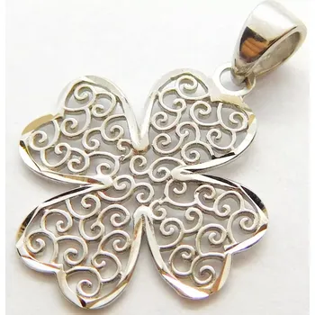 Přívěsek Klenoty Budín Dámský srdíčkový přívěsek čtyřlístek ze srdíček pro štěstí z bílého zlata 585/0,87gr 01552 (Klenoty Budín Dámský srdíčkový přívěsek čtyřlístek ze srdíček pro štěstí z bílého zlata 585/0,87gr 01552)