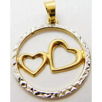 Přívěsek Klenoty Budín Dámský zlatý přívěsek gravírované dvě srdíčka 585/0,34gr 01294 (Klenoty Budín Dámský zlatý přívěsek gravírované dvě srdíčka 585/0,34gr 01294)