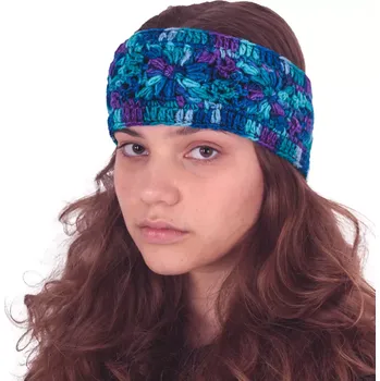 Zimní čelenka Vlněná háčkovaná čelenka Jendela Bagdwar