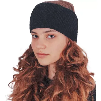 Zimní čelenka Vlněná pletená čelenka Ginevra Black