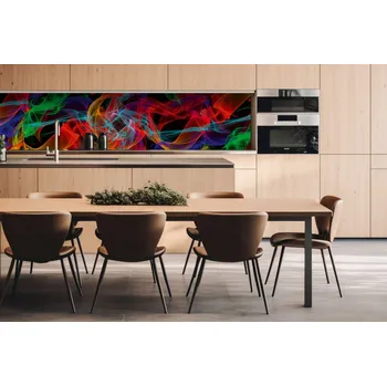 Obklad DIMEX | Dibond za kuchyňskou linku DBW-26060-018 | 260 x 60 cm | Barevné linky + Dibond deska za kuchyňskou linku DIMEX v rozměru 260 x 60 cm, motiv Barevné linky