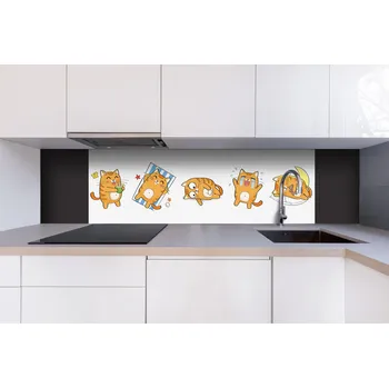Obklad DIMEX | Dibond za kuchyňskou linku DBW-18060-184 | 180 x 60 cm | Kočičí emoce + Dibond deska za kuchyňskou linku DIMEX v rozměru 180 x 60 cm, motiv Kočičí emoce
