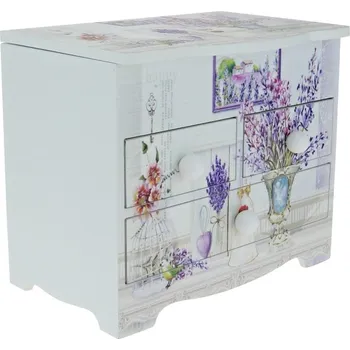 Šperkovnice Šperkovnice - obrázky levandule 18 x 15,5 x 12 cm (Dřevěná šperkovnice s obrázky levandule)