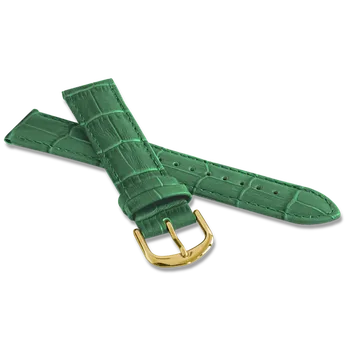 Řemínek na hodinky LAVVU Zelený prošitý řemínek CROCO se zlatou sponou - 20 BSIGG20