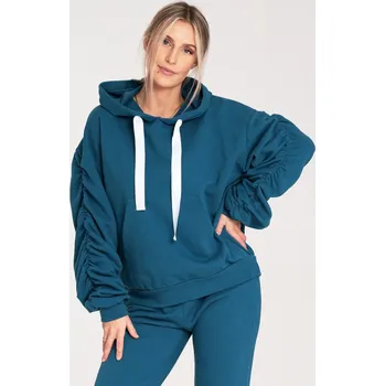 Dámská mikina Modrá dámská bavlněná mikina s kapucí M1055 Blue Velikost: L