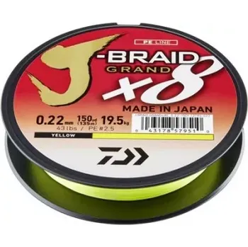 Pletená Šňůra Daiwa J-Braid Grand X8E Chartreuse 150m 0,10mm-7kg