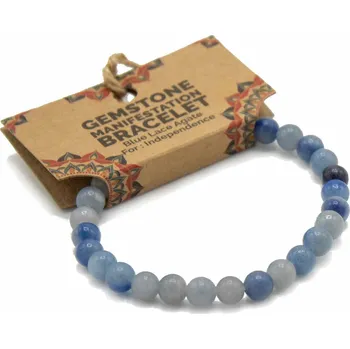 Drahý kámen Ancient Wisdom Náramek s drahými kameny pro manifestaci Nezávislost Modrý krajkový Achát