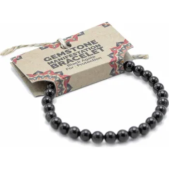 Drahý kámen Ancient Wisdom Náramek s drahými kameny pro manifestaci Ochrana Černý achát