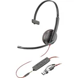 HP Poly Blackwire C3215 Headset uzavřená (Over Ear) kabelová mono černá headset, regulace hlasitosti, Vypnutí zvuku mikr