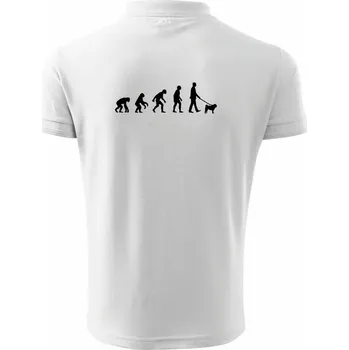 Pánská košile Evoluce pes Mops (muž-žena) - Polokošile pánská Pique Polo 203 - 4XL ( Bílá )